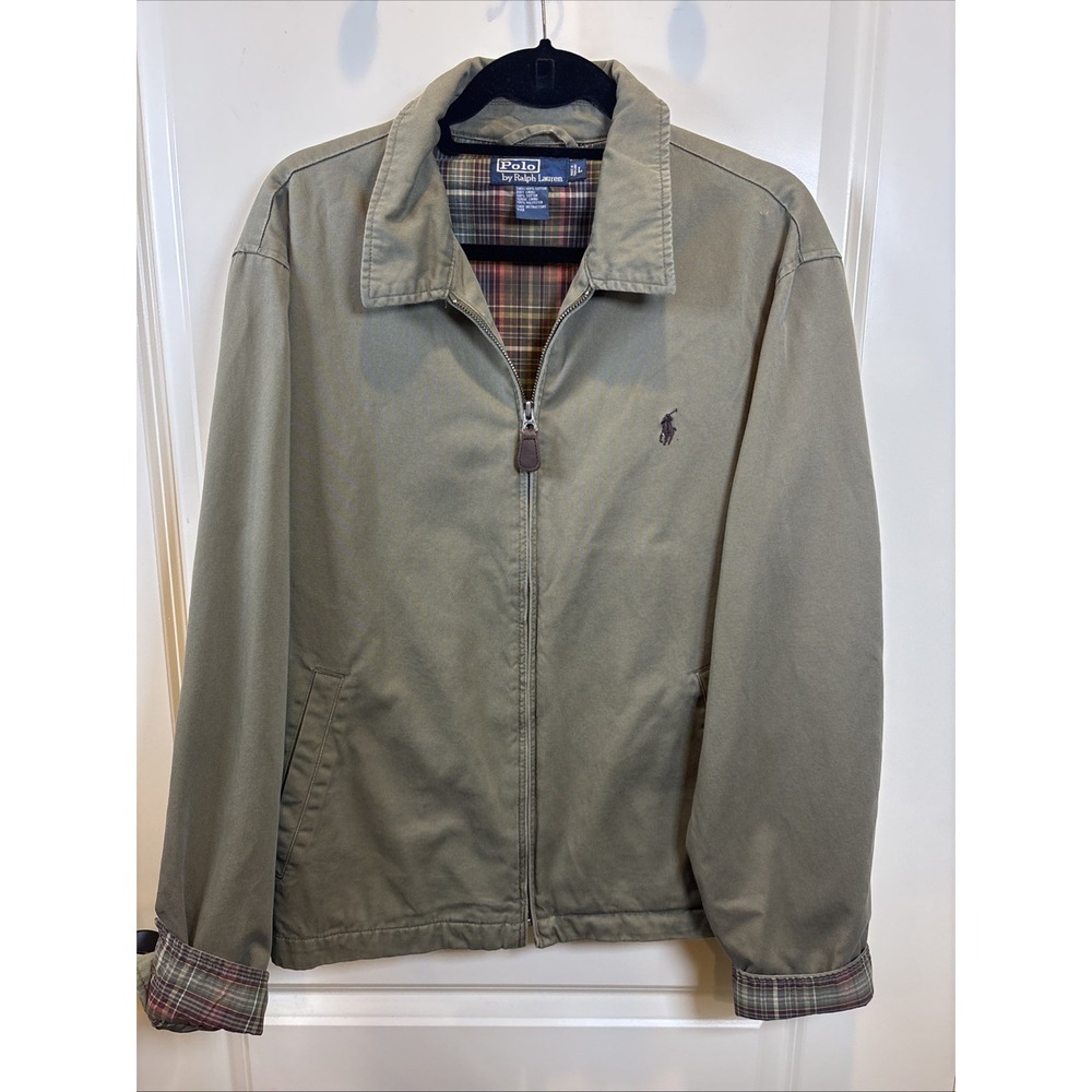 Vintage Polo Ralph Lauren Harrington Jacket Flannel Lined Olive Preppy 90s Men L